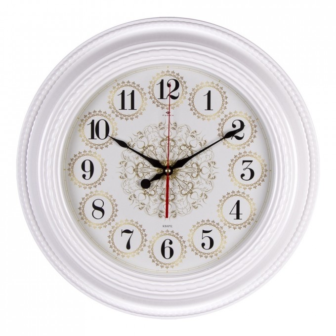 Часы РУБИН круглые 45,5 см, корпус белый, Плетение 5232-101