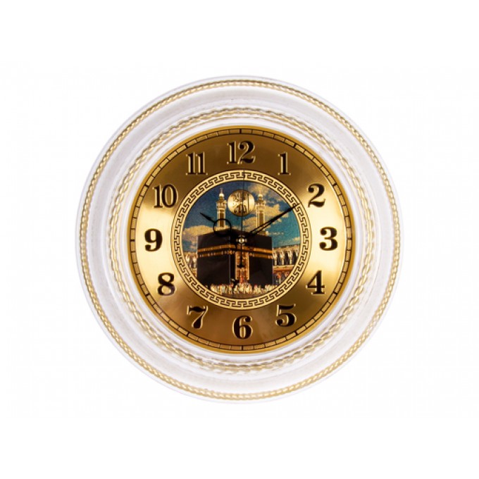 Часы Настенные РУБИН Круг D=45,5см, Корпус Белый С Золотом "Аль-Харам" 5232-112W