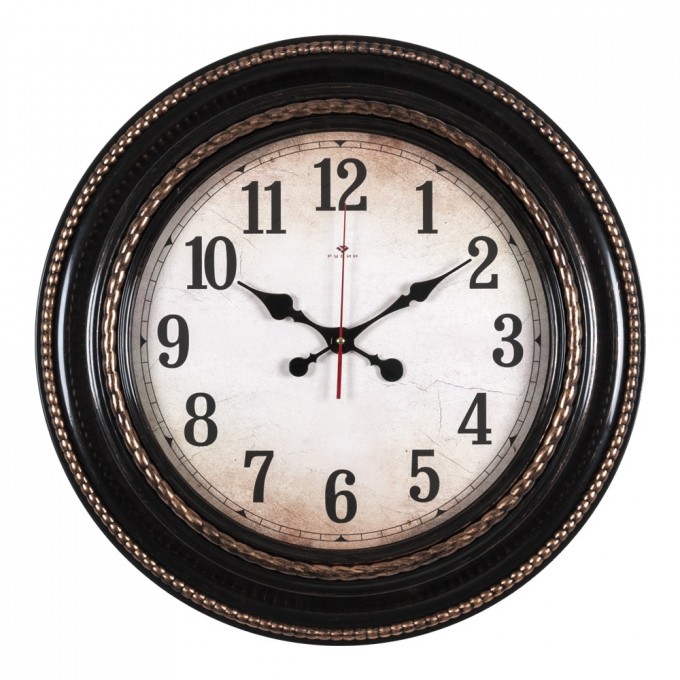 Часы РУБИН круглые 60 см, корпус черный с бронзой, Классика 6141-108