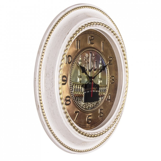 Часы РУБИН круглые 60 см, корпус белый с золотом Кааба 6141-112W