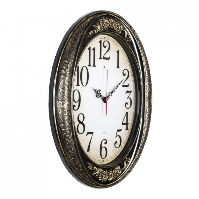 Часы РУБИН овал 63,5х53,5 см, корпус черный с золотом "Классика" 6453-001