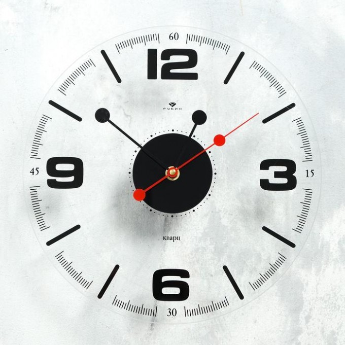 Часы настенные Классика, Стиль 1, d=30 см, прозрачные, открытая стрелка 6881179