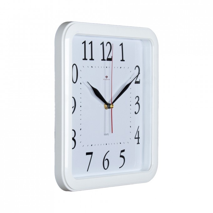 Часы настенные РУБИН квадратные 29х29 см, корпус белый "Классика" 7667-88