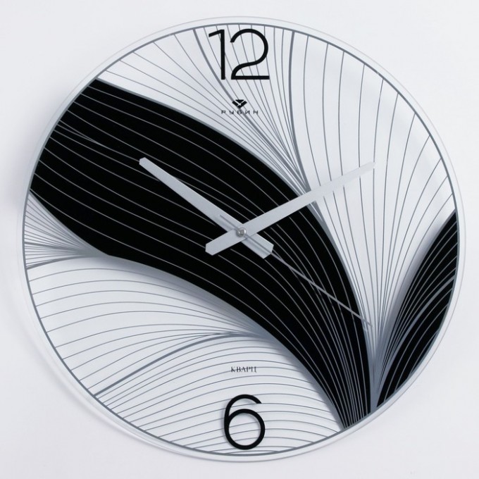 Часы РУБИН Часы настенные, серия: Интерьер, "Черный лотос", плавный ход, d-39 см 9467907