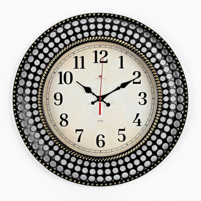 Часы РУБИН Часы настенные, серия: Классика, плавный ход, d-40 см, черные 9767416
